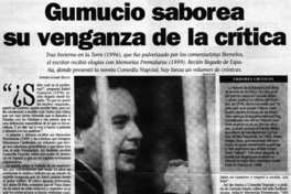 Gumucio saborea su venganza de la crítica