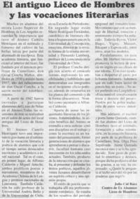 El antiguo Liceo de Hombres y las vocaciones literarias