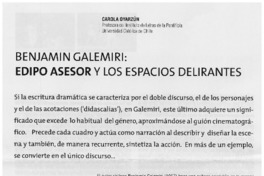 Benjamín Galemiri: Edipo Asesor y los espacios delirantes