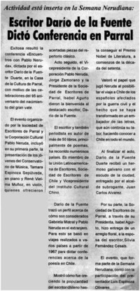 Escritor Darío de la Fuente dictó conferencia en Parral.