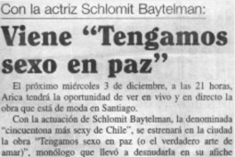 Viene "Tengamos sexo en paz".