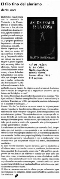 El filo fino del aforismo