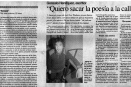 Quiero sacar la poesía a la calle" : [entrevistas]