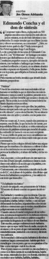 Edmundo Concha y el don de síntesis