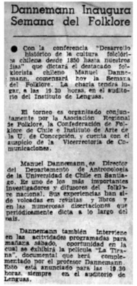 Dannemann inaugura semana del folklore.