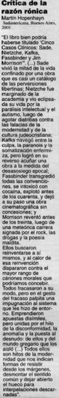 Crítica de la razón rónica.