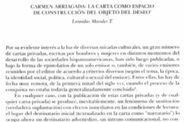 Carmen Arriagada, la carta como espacio de construcción del objeto del deseo