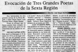 Evocación de tres grandes poetas de la sexta región