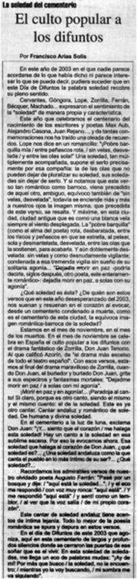 El culto popolar a los difuntos