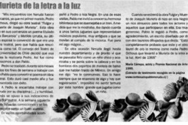 Murieta de la letra a la luz.