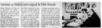 Subastan en Madrid carta original de Pablo Neruda.
