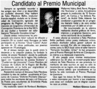 Candidato al Premio Municipal