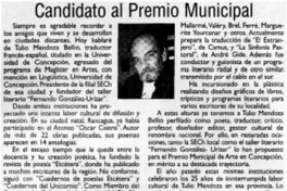 Candidato al Premio Municipal
