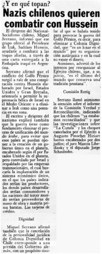 Nazis chilenos quieren combatir con Hussein.