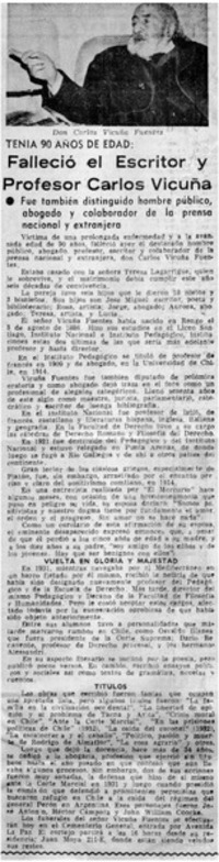 Falleció el escritor y profesor Carlos Vicuña.