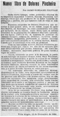 Nuevo libro de Dolores Pincheira