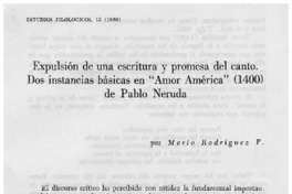 Expulsión de una escritura y promesa del canto. Dos instancias básicas en "Amor América" (1400) de Pablo Nerda