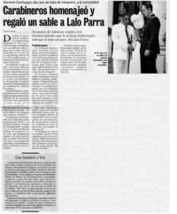 Carabineros homenajeó y regaló un sable a Lalo Parra