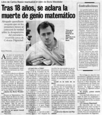 Tras 18 años, se aclará la muerte de genio matemático : [entrevistas]