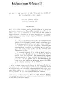 El mito de Orfeo y el ¨Poema de Chile¨de Gabriela Mistral