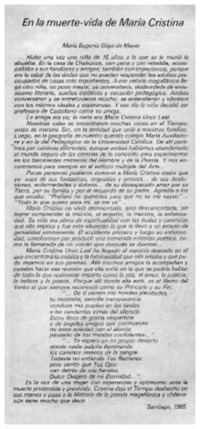 En la muerte-vida de María Cristina