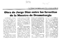 Obra de Jorge Díaz entre las favoritas de la Muestra de Dramaturgia.