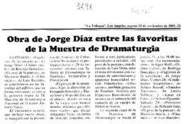 Obra de Jorge Díaz entre las favoritas de la Muestra de Dramaturgia.