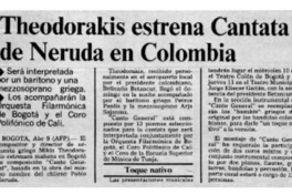 Theodorakis estrena cantata de Neruda en Colombia