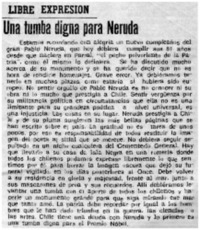 Una tumba digna para Neruda