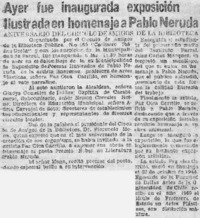 Ayer fue inaugurada exposición ilustrada en homenaje a Pablo Neruda