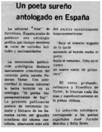 Un poeta sureño antologado en España