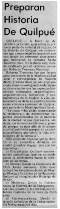 Preparan historia de Quilpué