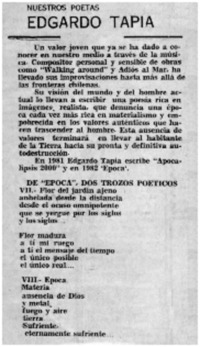 Nuestros poetas : Edgardo Tapia