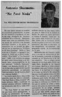 Antonio Skarmeta "No pasó nada"