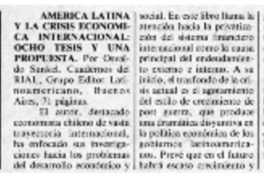 América Latina y la crisis económica internacional : ocho tesis y una propuesta