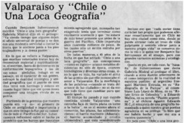 Valparaíso y "Chile o Una loca Geografía"