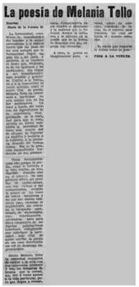 La poesía de Melania Tello