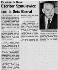 Escritor Szmulewicz con la Seix Barral