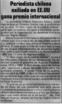 Periodista chilena exiliada en EE.UU gana premio internacional.