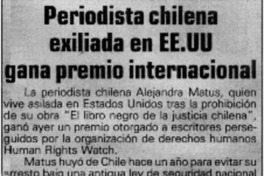 Periodista chilena exiliada en EE.UU gana premio internacional.
