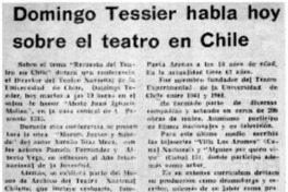 Domingo Tessier habla hoy sobre el teatro en Chile