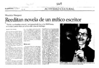 Reeditan novela de un mítico escritor