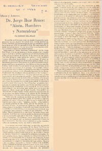 Dr. Jorge Ibar Bruce: "Aisén, hombres y naturaleza"