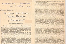Dr. Jorge Ibar Bruce: "Aisén, hombres y naturaleza"