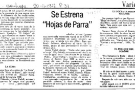 Se estrena "Hojas de Parra"