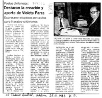 Destacan la creación y aporte de Violeta Parra