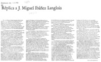 Réplica a J. Miguel Ibáñez Langlois