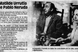 Murió Matilde Urrutia viuda de Pablo Neruda.