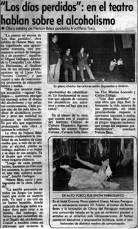 Los días perdidos": en el teatro hablan sobre el alcoholismo.