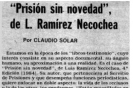Prisión sin novedad", de L. Ramírez Necochea